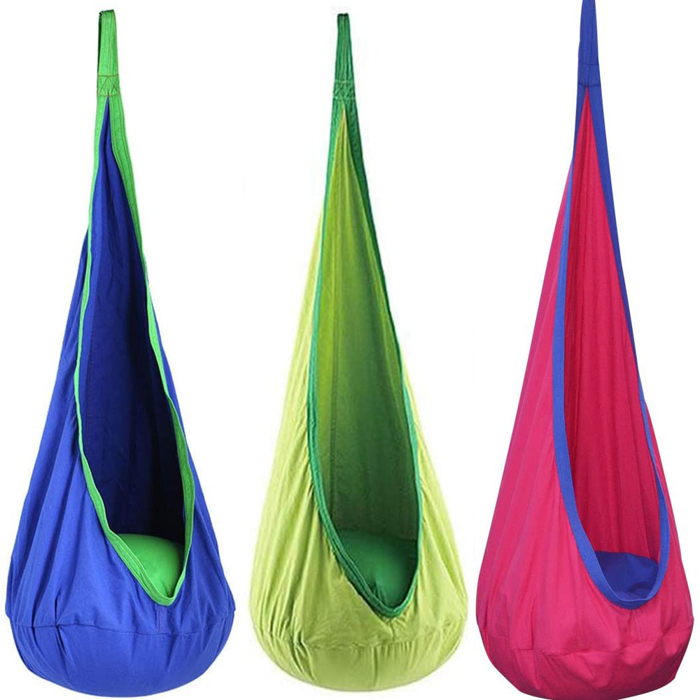 Kids Outdoor Chair - เก้าอี้แขวนสำหรับเด็กแบบพกพาเตียงแกว่งผ้าร่มชูชีพเตียงในร่มโมเดลลานบ้านพร้อมเบาะเป่าลมเก้าอี้แขวน