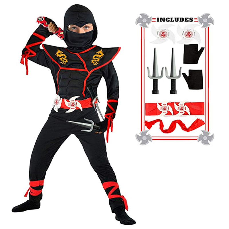 Kids Outdoor Ninja Warrior Course - นินจาเครื่องแต่งกายเด็กฮาโลวีนเด็กเครื่องแต่งกายเด็กนินจากล้ามเนื้อเครื่องแต่งกายนินจาโฟมอุปกรณ์เสริมที่ดีที่สุดเด็กของขวัญ