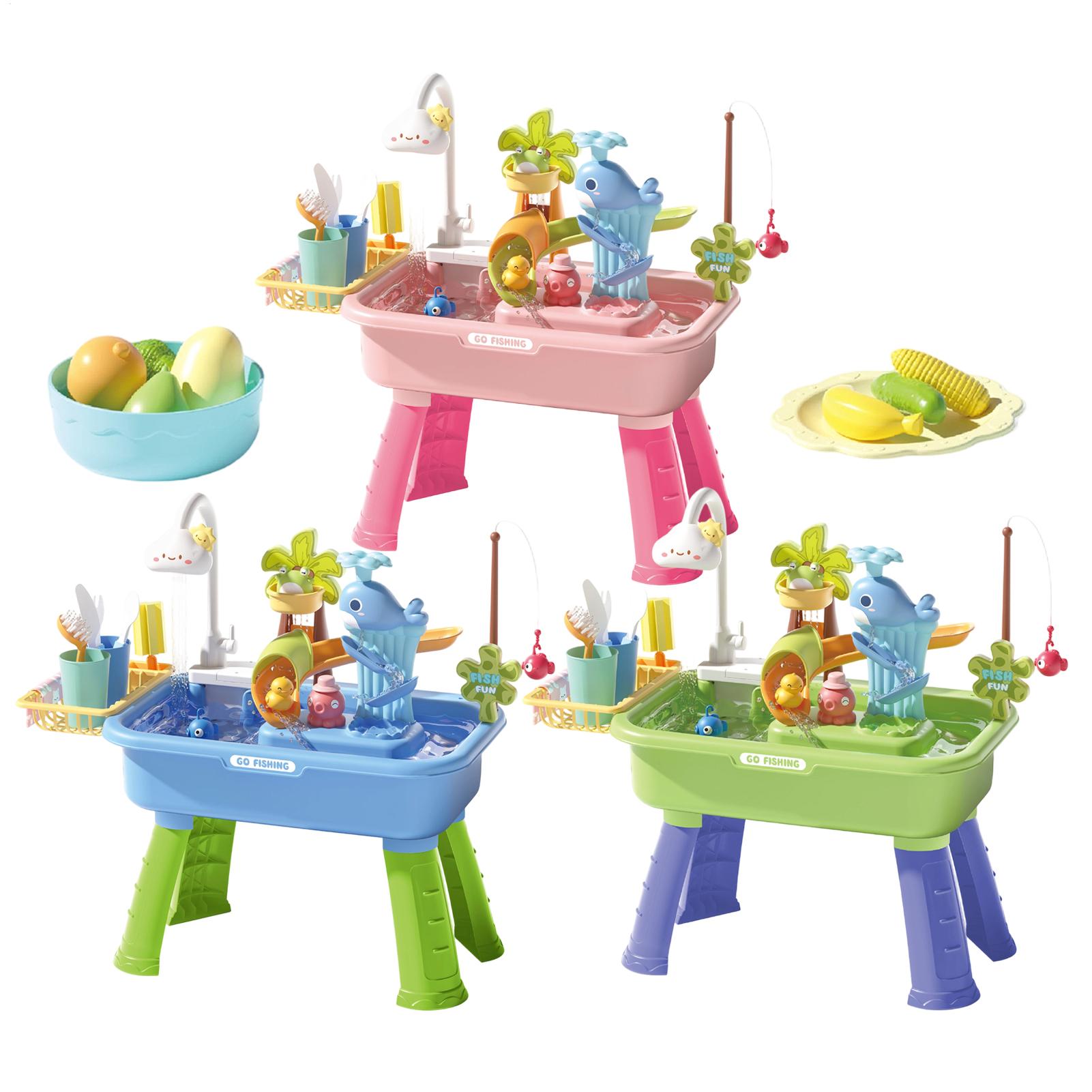 Kids Outdoor Sensory Table - ชุดของเล่นน้ำไฟฟ้า 43 ชิ้น สำหรับเด็ก พร้อมอ่างล้างมือ น้ำไหล