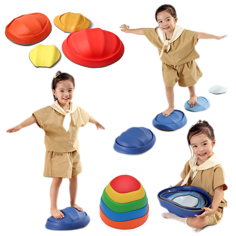 Kids Outdoor Fun - BALANCE Stepping Stones เด็กลื่นพื้นผิวขอบยางในร่มกลางแจ้งอุปสรรคของเล่นการออกกําลังกายการประสานงาน Stre