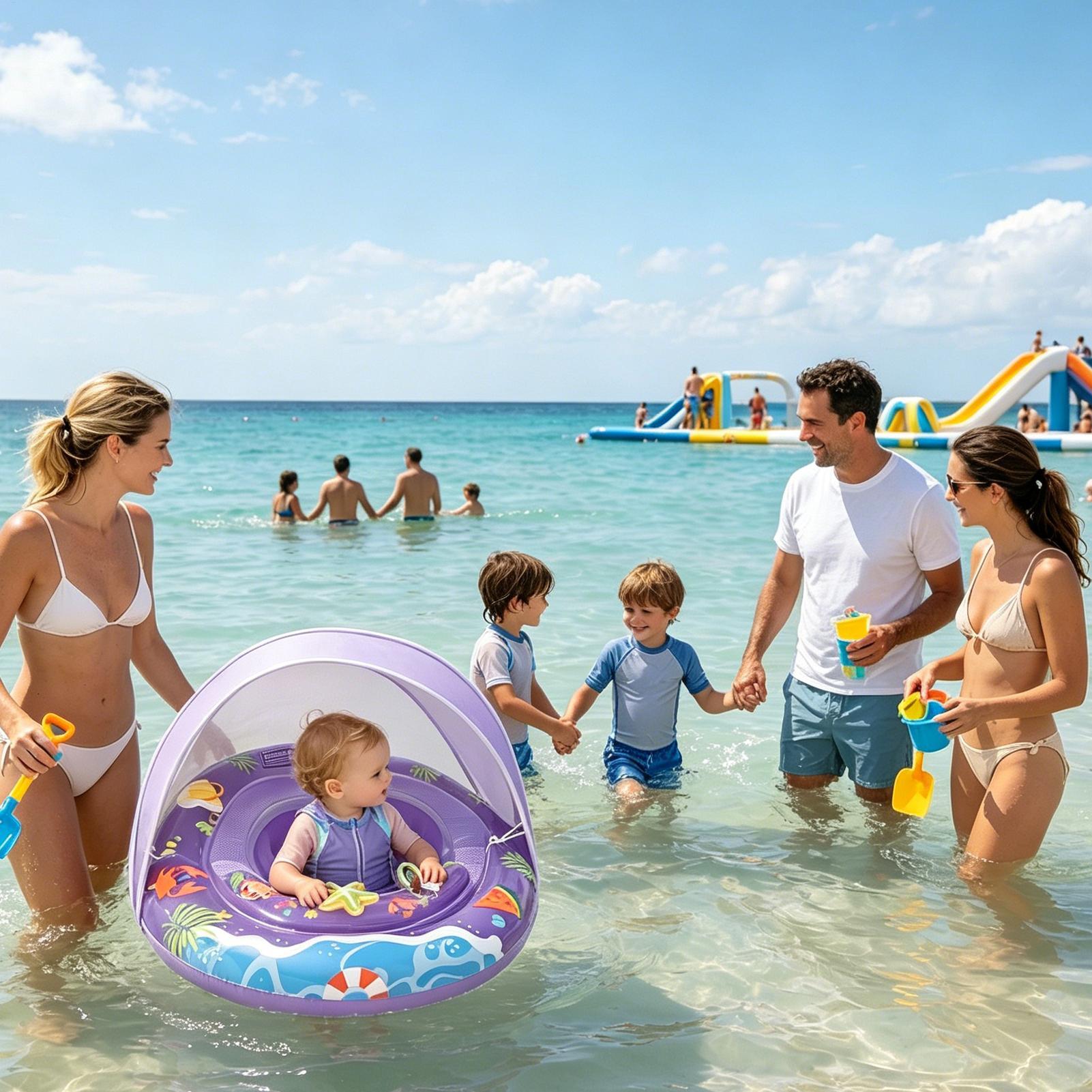 Kids Outdoor Youtube - ห่วงยางสำหรับเด็ก ลอยน้ำได้ ป้องกันการพลิกคว่ำ พร้อมหลังคา สำหรับปาร์ตี้ริมชายหาด ทะเลสาบ
