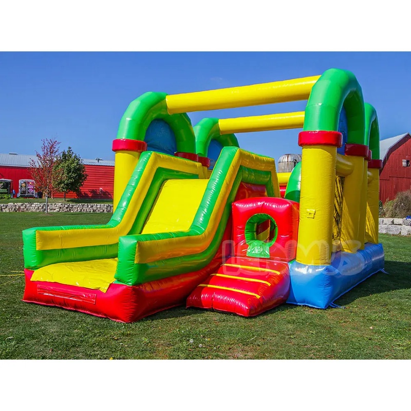 Kids Outdoor Obstacle Course - สนามเด็กเล่นเป่าลมเชิงพาณิชย์แบบมีสไลเดอร์และสิ่งกีดขวาง ปราสาทเป่าลมสำหรับเด็ก สำหรับให้เช่าจัดงานปาร์ตี้กลางแจ้ง