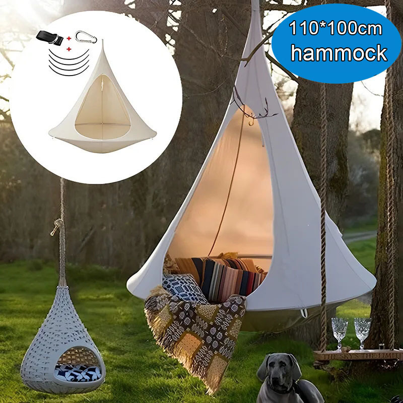 Kids Outdoor Chair - เปลญวนกันน้ำสำหรับใช้งานกลางแจ้ง เก้าอี้แขวนคู่แบบ Cacoon รับน้ำหนักได้ 80 กก.