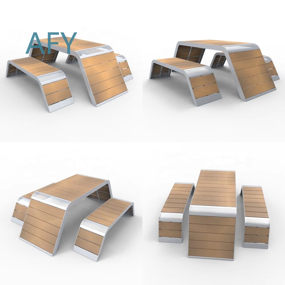 Kids Outdoor Dining Set - ชุดโต๊ะปิกนิกโลหะและ WPC สำหรับกลางแจ้ง พร้อมม้านั่ง สำหรับสวน ลานบ้าน