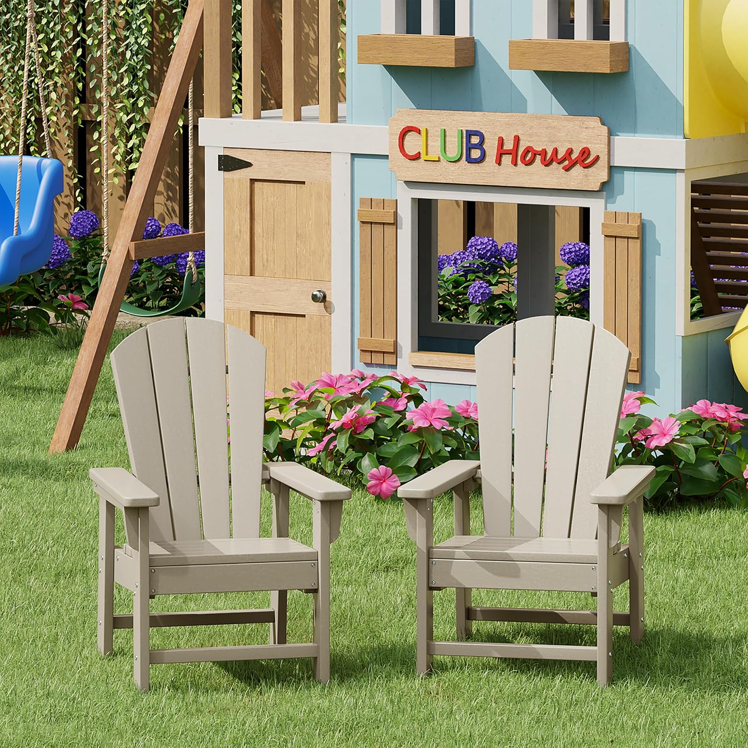 Kids Outdoor Lawn Chair - ชุดเก้าอี้สนามสำหรับเด็ก 2 ตัว, เก้าอี้สนามสำหรับเด็กเล็กสำหรับสวนและชายหาด, ทราย, ปรับแต่งได้