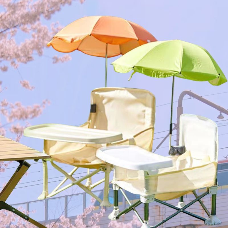 Kids Outdoor Lawn Chair - เก้าอี้เด็กพกพาพร้อมถาดอาหารที่ถอดออกได้ ใช้ได้ทั้งในร่มและกลางแจ้ง เก้าอี้พับสำหรับเด็ก เก้าอี้สูงสำหรับรับประทานอาหาร เฟอร์นิเจอร์สำหรับตั้งแคมป์