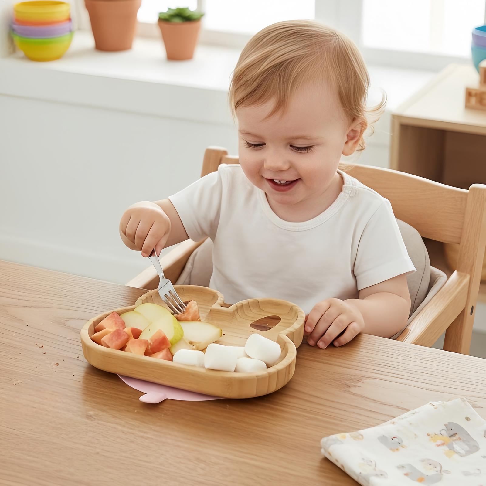Kids Outdoor Dining Set - ชุดจานชามสำหรับเด็ก ลายการ์ตูน จานแบ่งช่องพร้อมแผ่นรองจาน ชุดภาชนะสำหรับเด็ก สำหรับตั้งแคมป์ รับประทานอาหารกลางแจ้ง