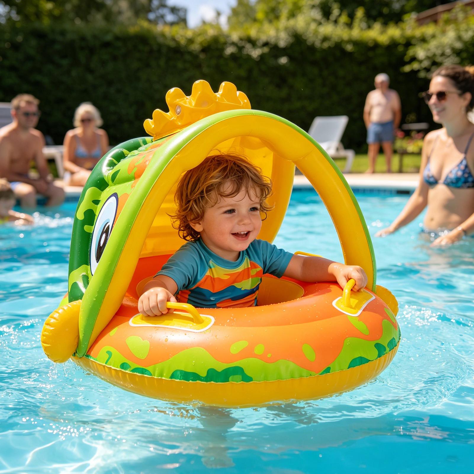 Kids Outdoor Chair - เก้าอี้ลอยน้ำสำหรับเด็กพร้อมหลังคาบังแดด พร้อมที่จับ สำหรับเด็กชายและเด็กหญิง อายุ 0-36 เดือน