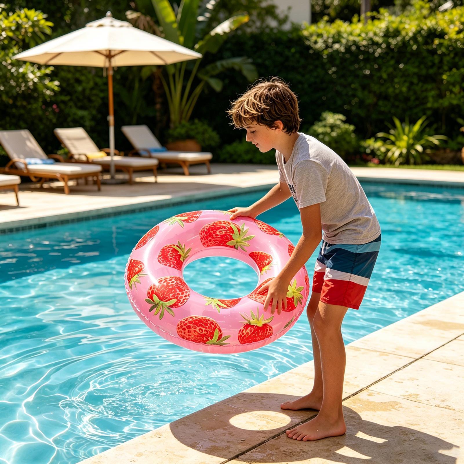 Kids Outdoor Youtube - ห่วงยางเป่าลมลายผลไม้ ของเล่นเป่าลมสำหรับเด็ก ห่วงยางสระน้ำ สำหรับเด็กชาย เด็กหญิง ใช้กลางแจ้ง