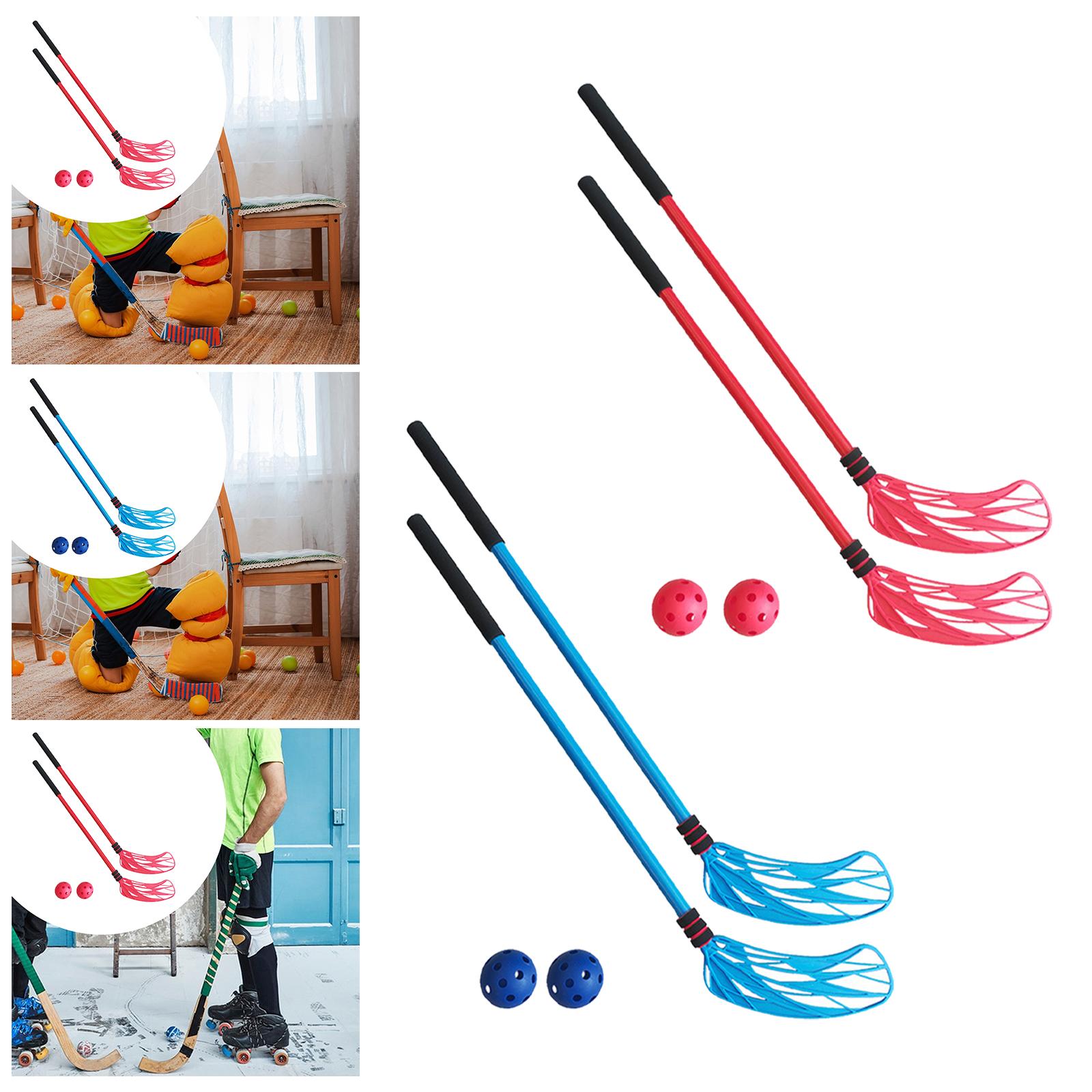Kids Outdoor Hockey Set - ชุดเริ่มต้นเกมฮอกกี้สำหรับเด็ก ไม้ฮอกกี้พลาสติกยาว 37.4 นิ้ว พร้อมลูกบอลที่มีแรงสะท้อนกลับนุ่มนวล สำหรับเล่นในร่มและกลางแจ้งในโรงเรียนอนุบาล