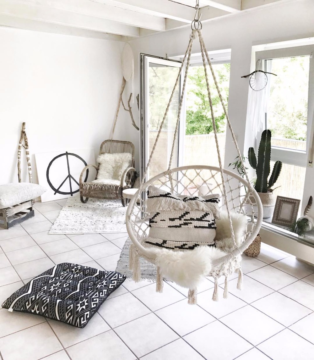 Kids Outdoor Chair - 2025 Nordic Garden Handmade ถักรอบแขวนเปลญวนกลางแจ้งในร่มห้องนอนเด็กทารกแขวนเก้าอี้เด็ก Swing