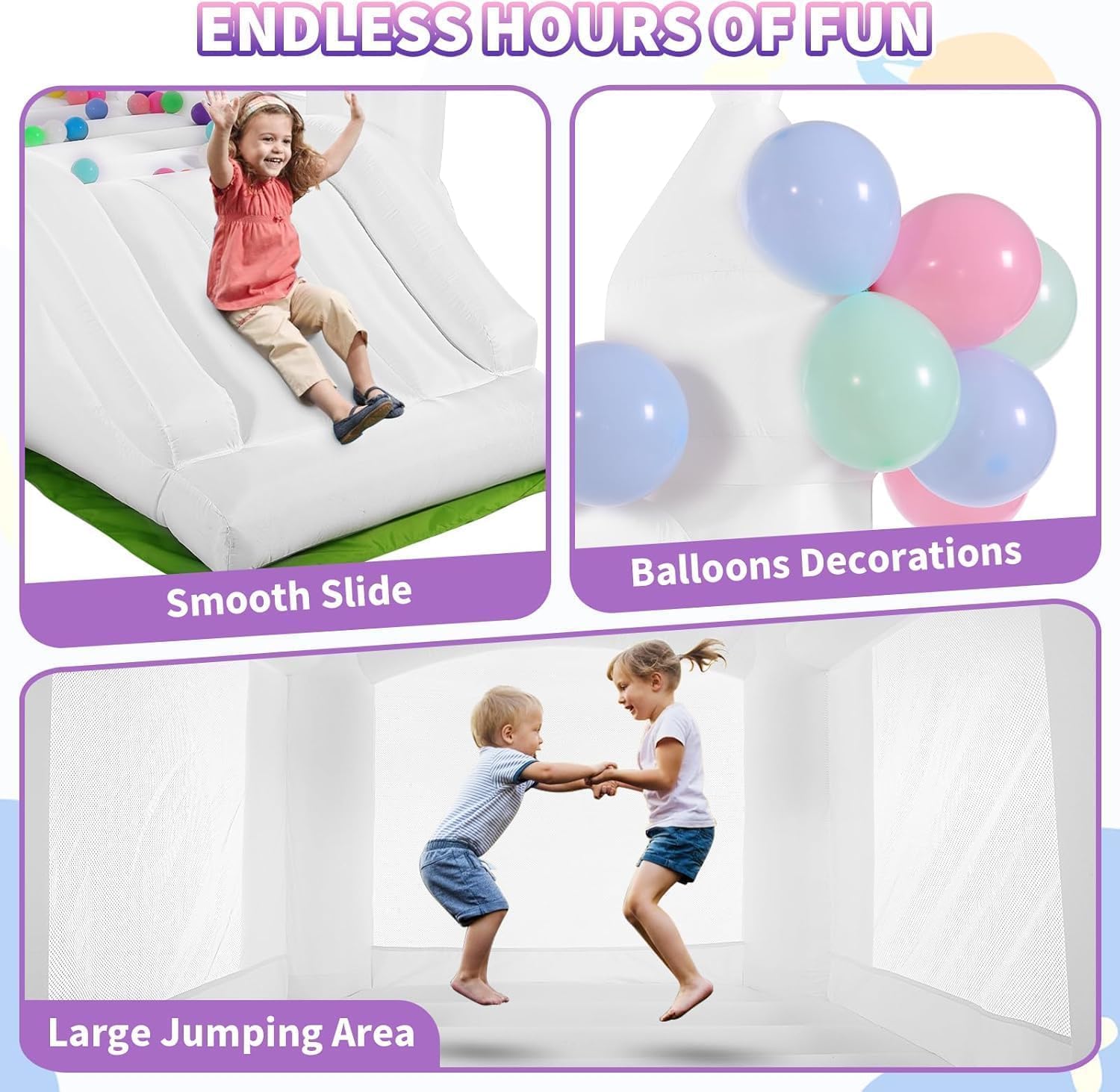 บ้านลมสีขาวสำหรับเด็กอายุ 3-8  - Kids Outdoor House With Slide บทวิจารณ์และราคา