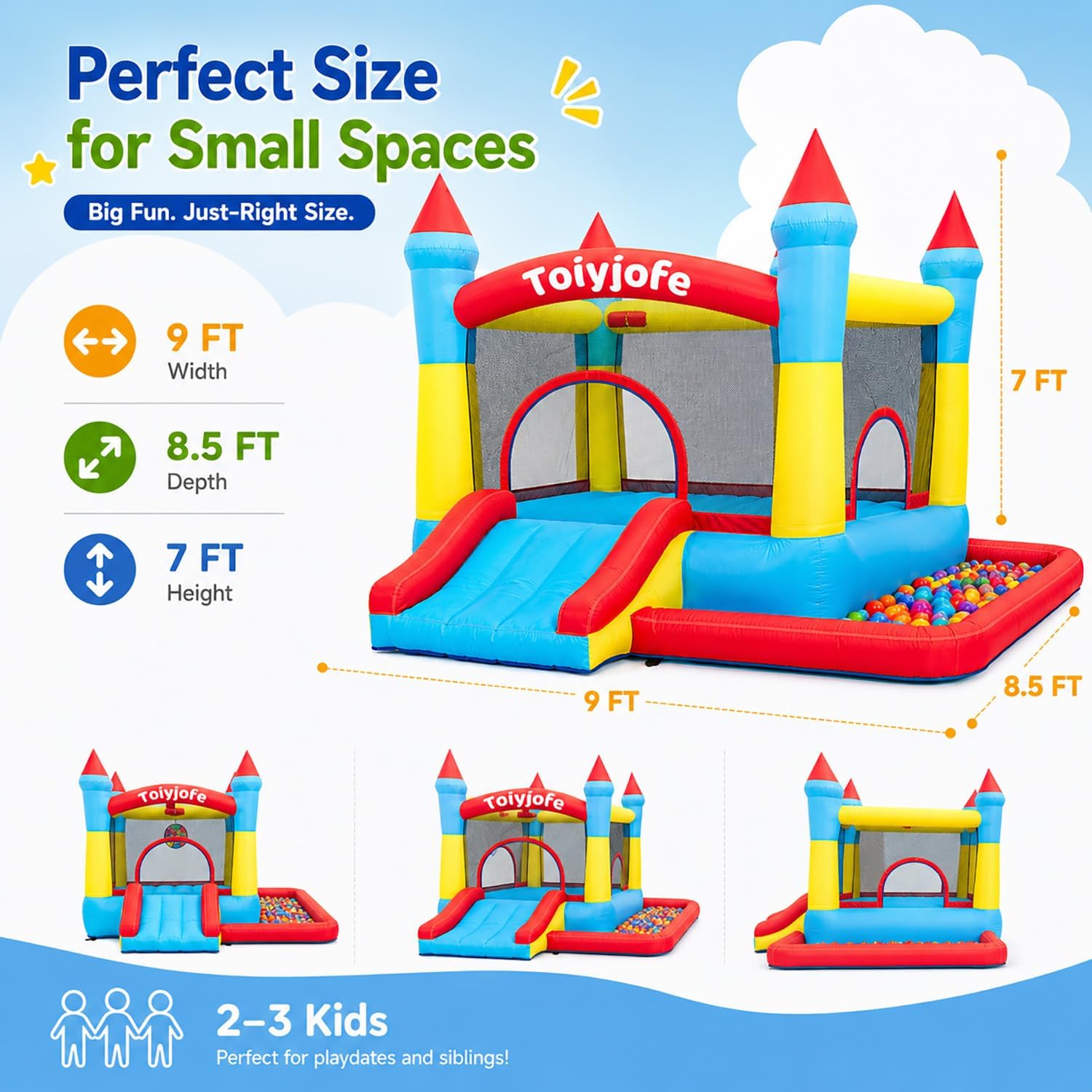 บ้านลมสำหรับเด็กอายุ 3-6 ปี, ป - Kids Outdoor House With Slide บทวิจารณ์และราคา