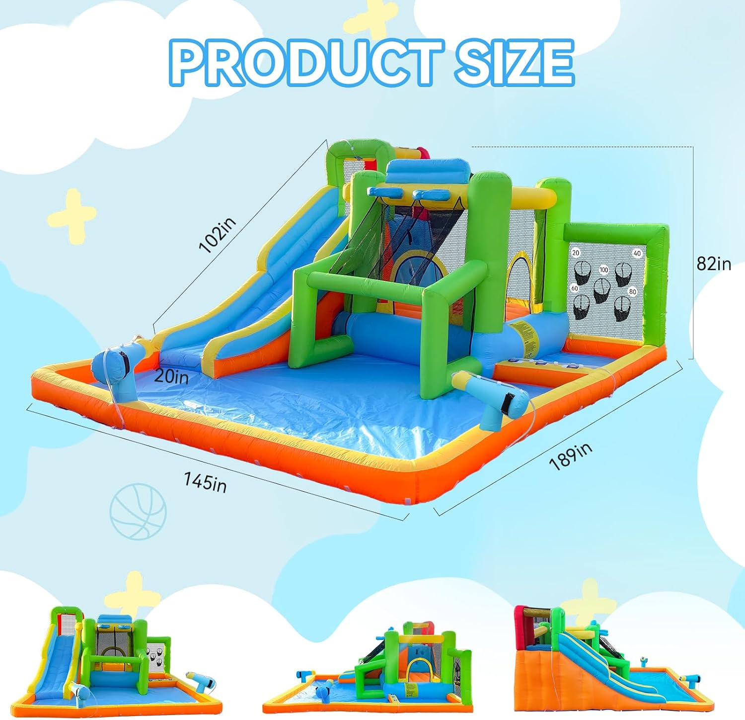 FBSPORT บ้านลมพร้อมสไลเดอร์น้ำ - Kids Outdoor House With Slide บทวิจารณ์และราคา