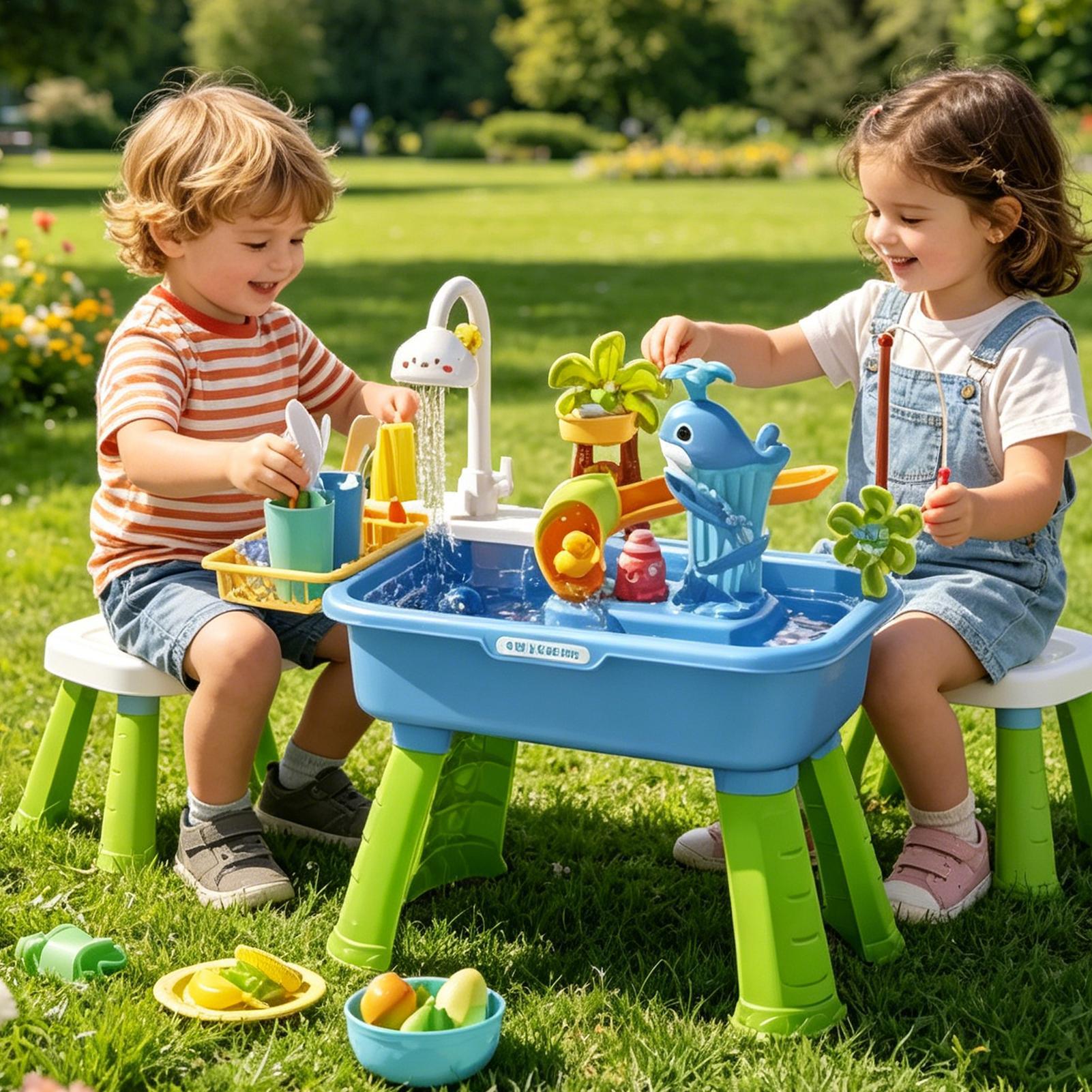 โต๊ะน้ำสำหรับเด็กเล็ก ชุดครัวข - Kids Outdoor Sensory Table บทวิจารณ์และราคา