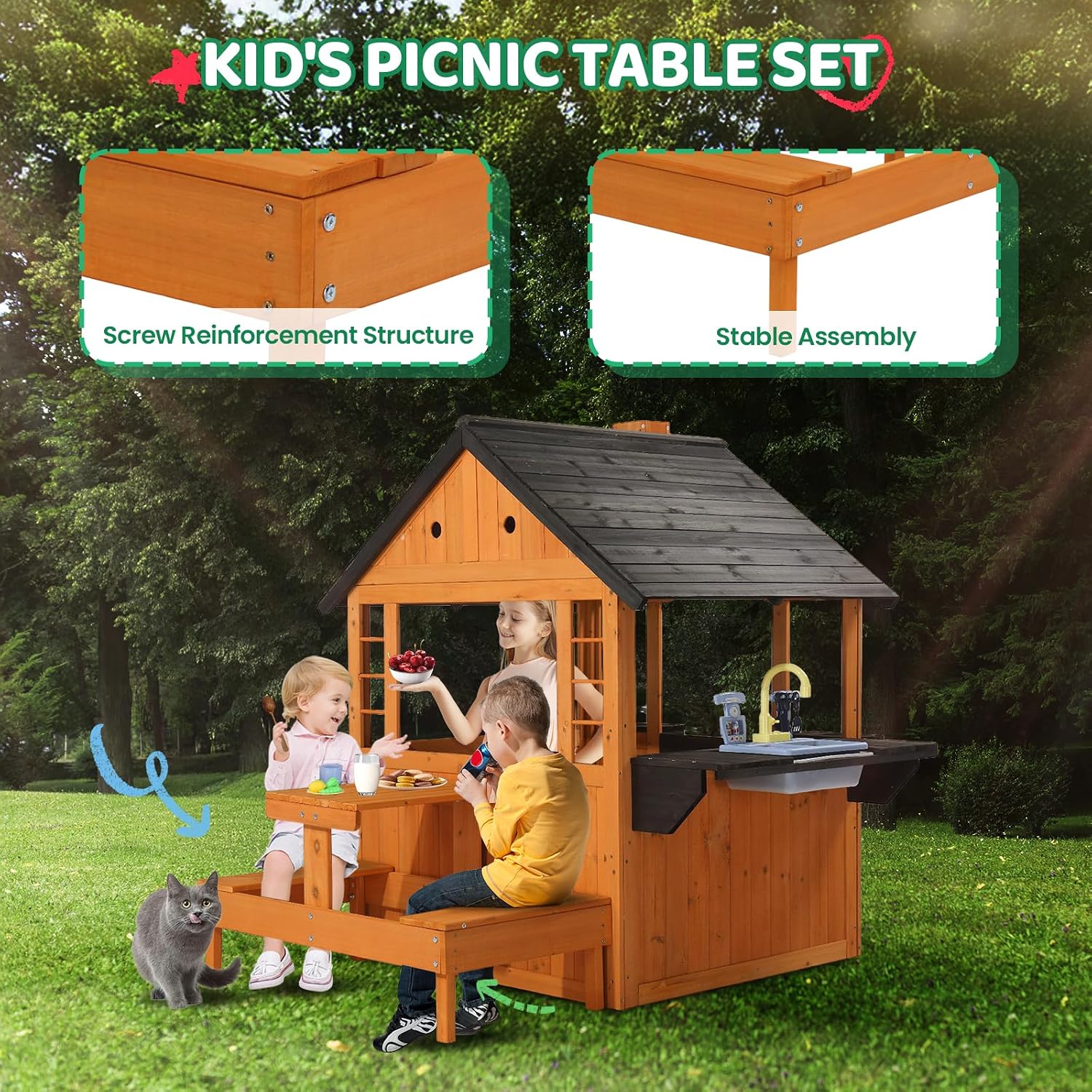 บ้านเด็กเล่นไม้สำหรับกลางแจ้ง, - Kids Outdoor Sink บทวิจารณ์และราคา