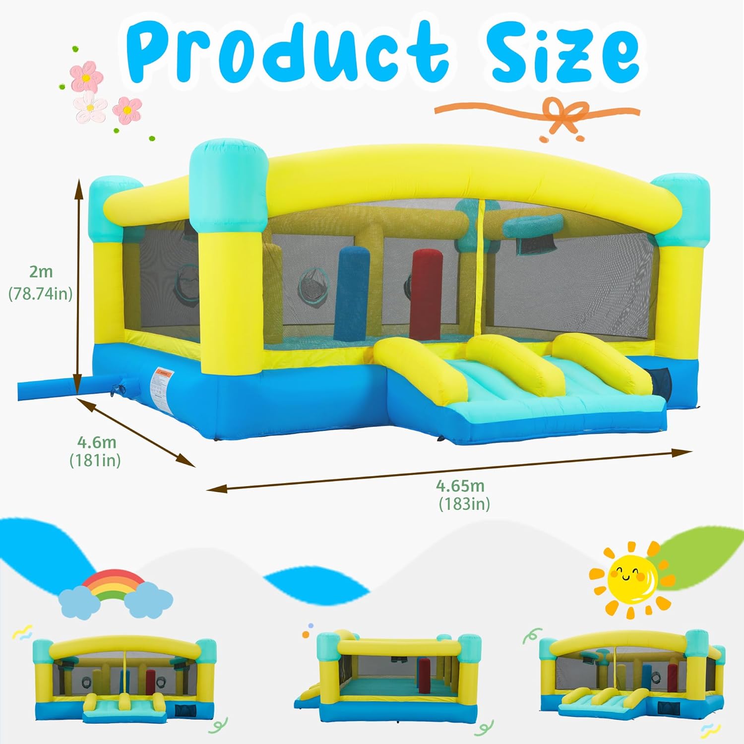 บ้านลมขนาดใหญ่, ปราสาทลมเป่าลม - Kids Outdoor House With Slide บทวิจารณ์และราคา