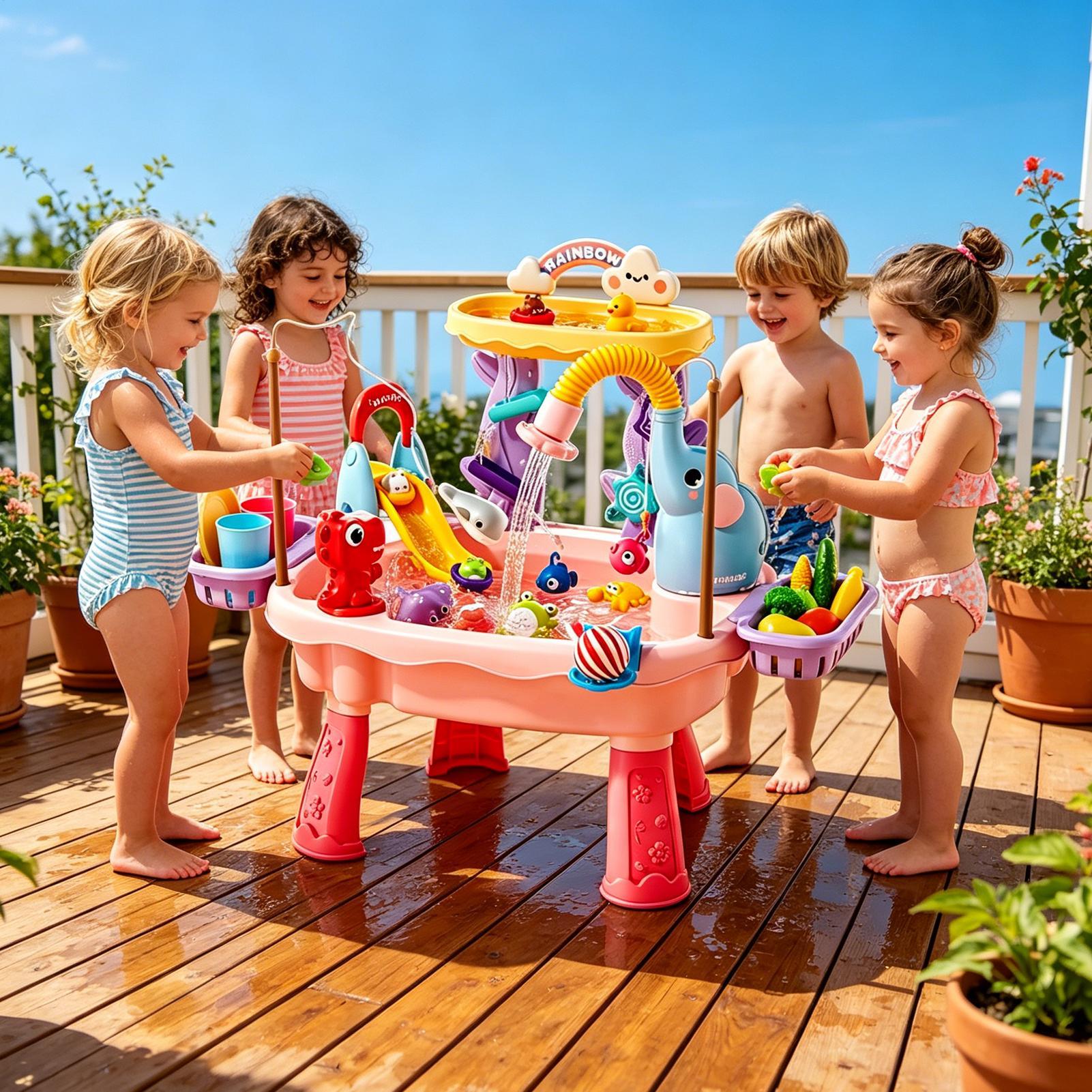 โต๊ะน้ำสำหรับเด็กเล็กแบบอัพเกร - Kids Outdoor Sensory Table บทวิจารณ์และราคา