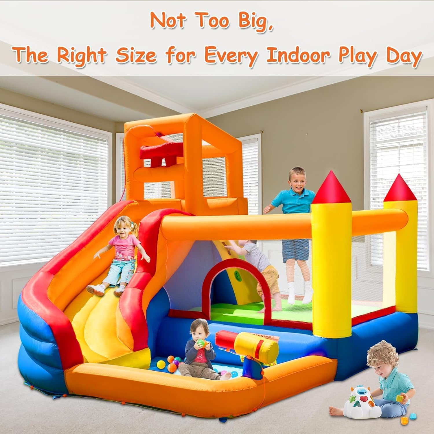 HuaKastro สไลเดอร์น้ำเป่าลมพร้ - Kids Outdoor House With Slide บทวิจารณ์และราคา