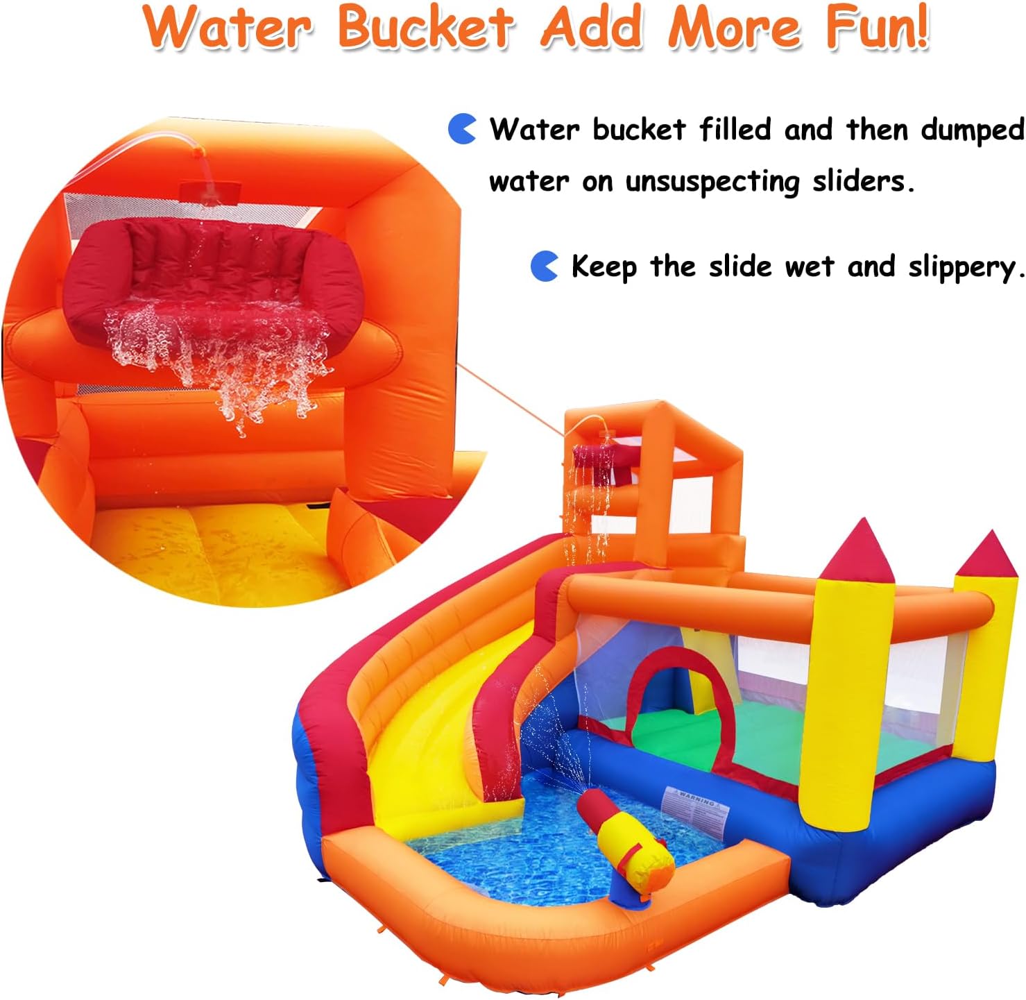 HuaKastro สไลเดอร์น้ำเป่าลมพร้ - Kids Outdoor House With Slide บทวิจารณ์และราคา