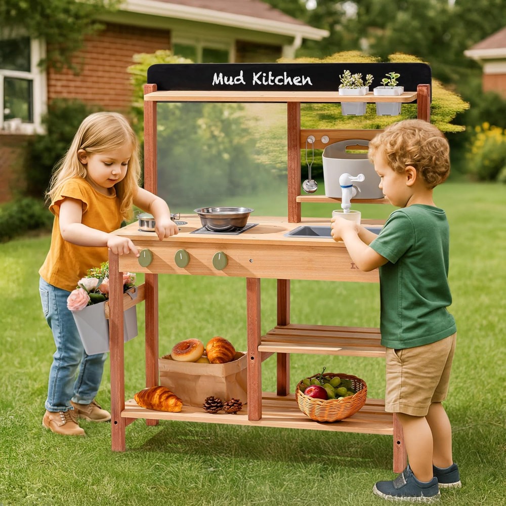 ชุดครัวไม้สำหรับเด็กเล่นกลางแจ - Kids Outdoor Sink บทวิจารณ์และราคา