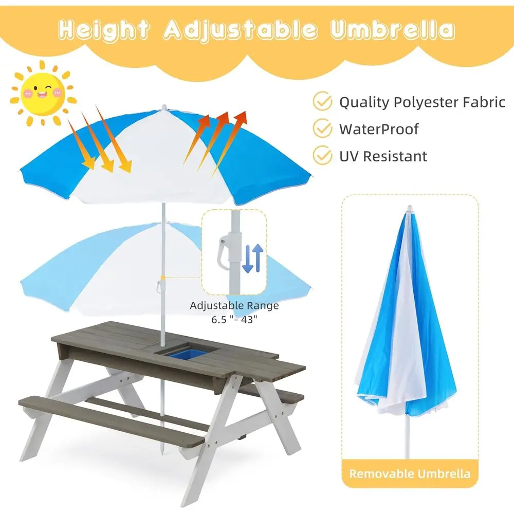 โต๊ะปิกนิกไม้แบบ 3-in-1 สำหรับ - Kids Outdoor Water Play Table บทวิจารณ์และราคา