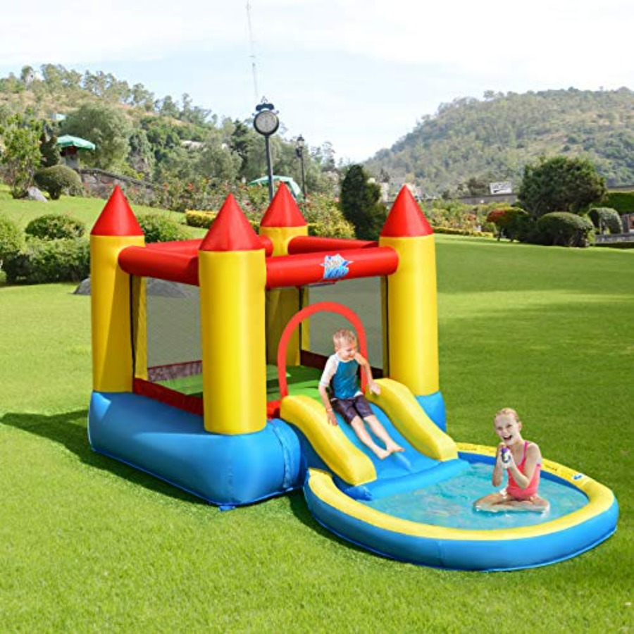 บ้านลมเป่าลมสำหรับเด็กอายุ 3-5 - Kids Outdoor House With Slide บทวิจารณ์และราคา
