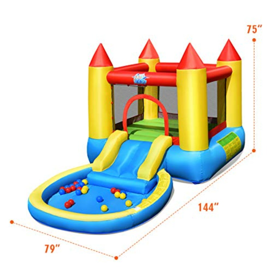 บ้านลมเป่าลมสำหรับเด็กอายุ 3-5 - Kids Outdoor House With Slide บทวิจารณ์และราคา