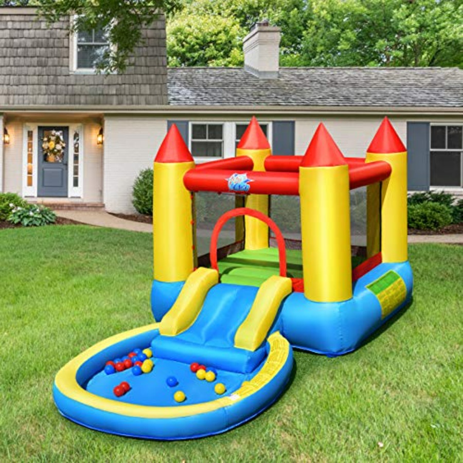 บ้านลมเป่าลมสำหรับเด็กอายุ 3-5 - Kids Outdoor House With Slide บทวิจารณ์และราคา