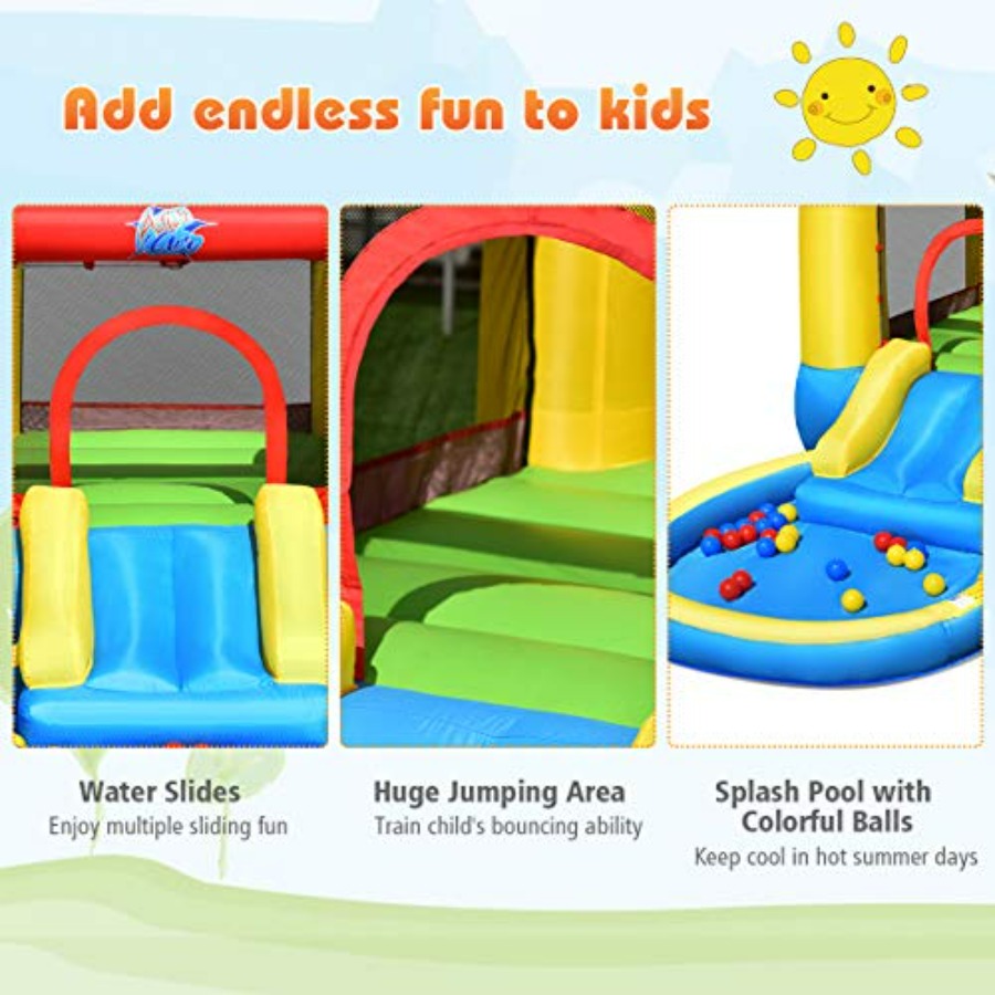 บ้านลมเป่าลมสำหรับเด็กอายุ 3-5 - Kids Outdoor House With Slide บทวิจารณ์และราคา