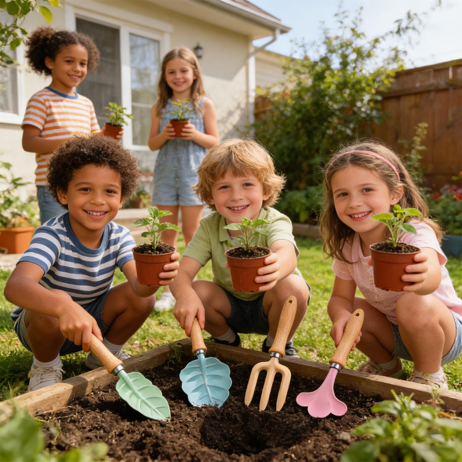 ชุดทำสวนสำหรับเด็ก 4 ชิ้น รูปท - Kids Outdoor Garden Set บทวิจารณ์และราคา