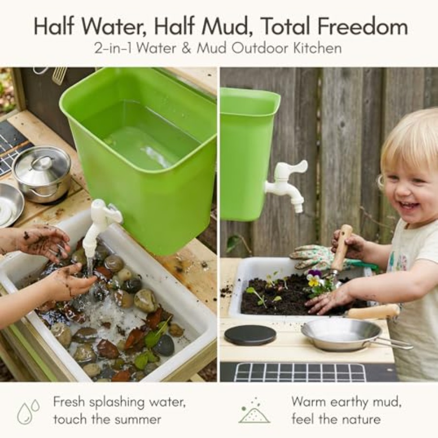 ชุดครัวโคลนกลางแจ้งสำหรับเด็ก: - Kids Outdoor Sink บทวิจารณ์และราคา