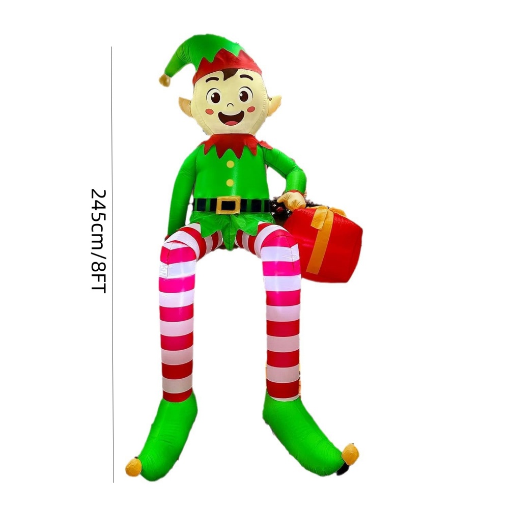 8FT คริสต์มาสเป่าลมนั่งเอลฟ์ตก - Kids Outdoor Gifts บทวิจารณ์และราคา