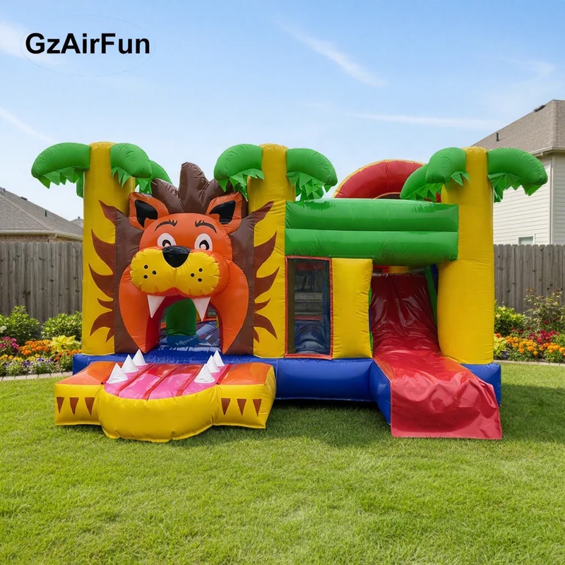 บ้านลมเป่าลมธีมสิงโตสำหรับใช้ง - Kids Outdoor House With Slide บทวิจารณ์และราคา