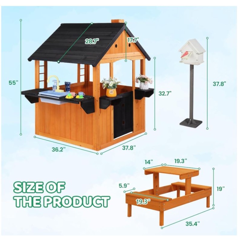 บ้านไม้เด็กเล่นกลางแจ้ง พร้อมอ - Kids Outdoor Sink บทวิจารณ์และราคา