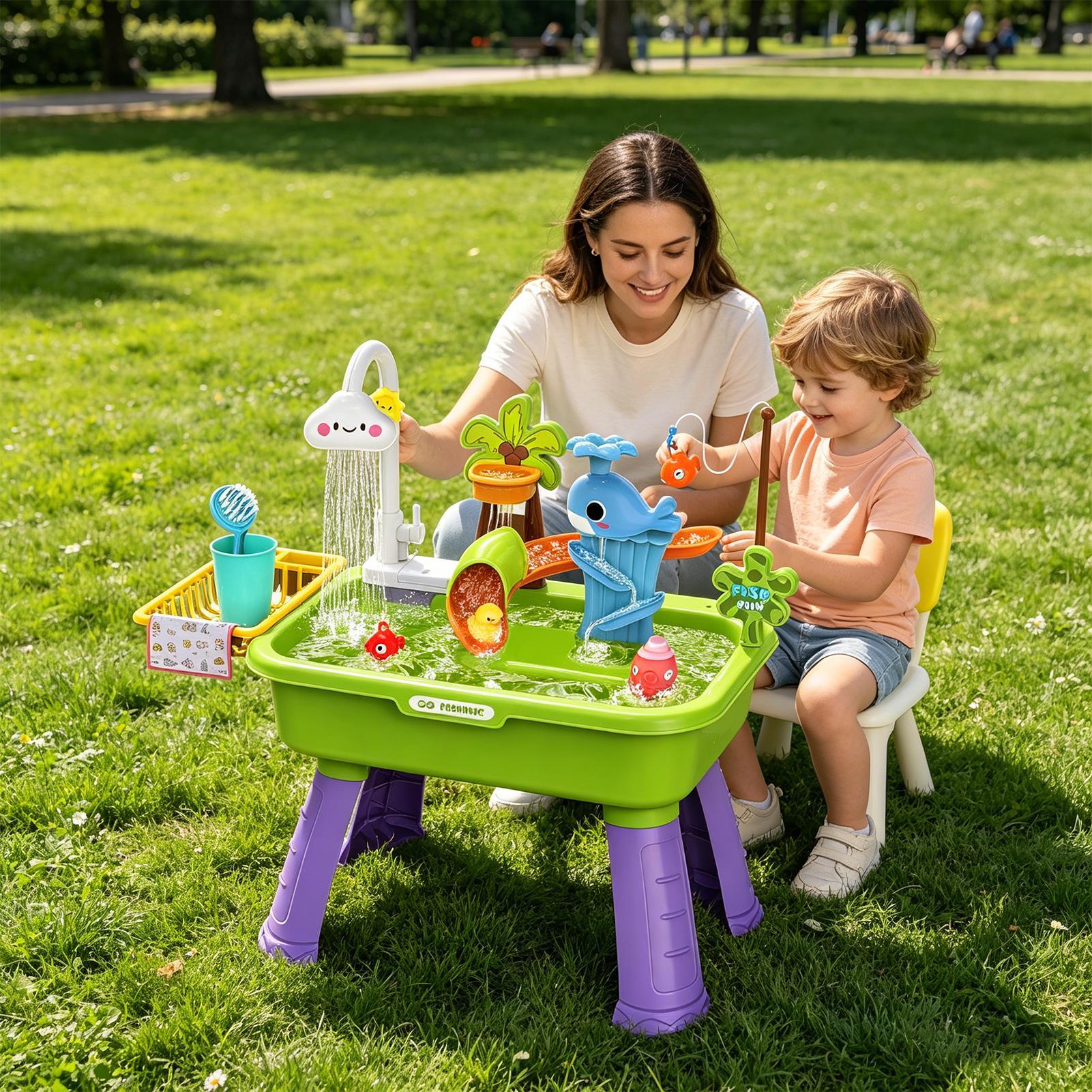 โต๊ะน้ำสำหรับเด็กเล็กแบบอัพเกร - Kids Outdoor Sensory Table บทวิจารณ์และราคา