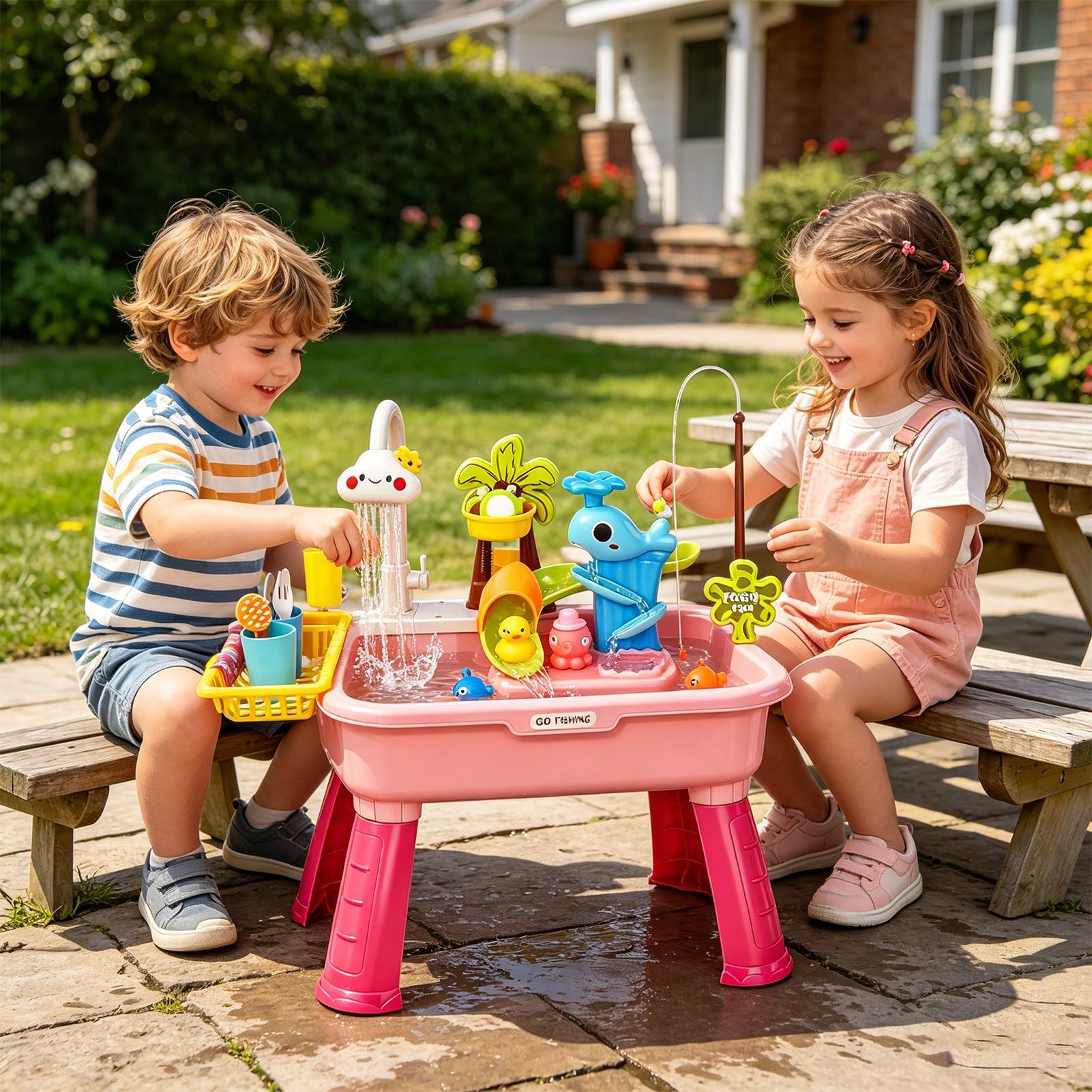 โต๊ะน้ำสำหรับเด็กเล็กแบบอัพเกร - Kids Outdoor Sensory Table บทวิจารณ์และราคา