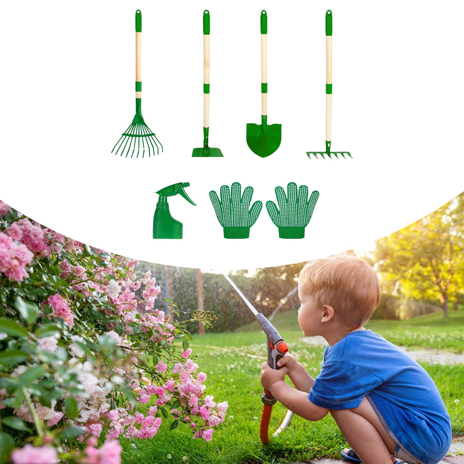 6x เด็กทําสวนชุดเครื่องมือกลาง - Kids Outdoor Garden Set บทวิจารณ์และราคา