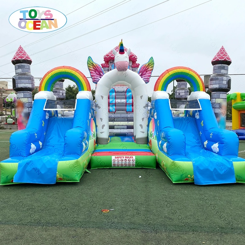 บ้านลมเป่าลมขนาดใหญ่สำหรับเด็ก - Kids Outdoor House With Slide บทวิจารณ์และราคา