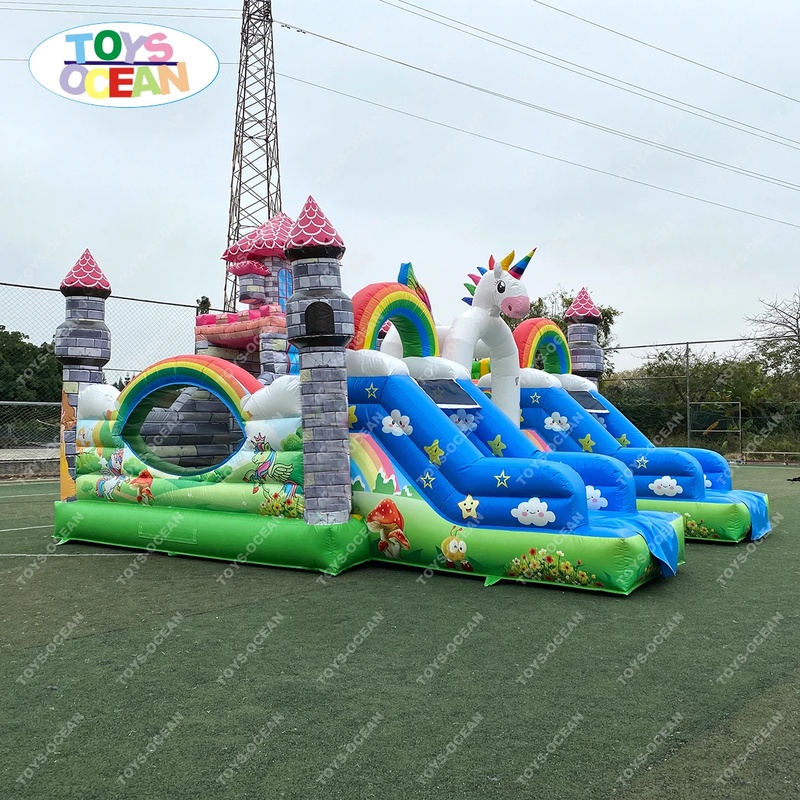 บ้านลมเป่าลมขนาดใหญ่สำหรับเด็ก - Kids Outdoor House With Slide บทวิจารณ์และราคา