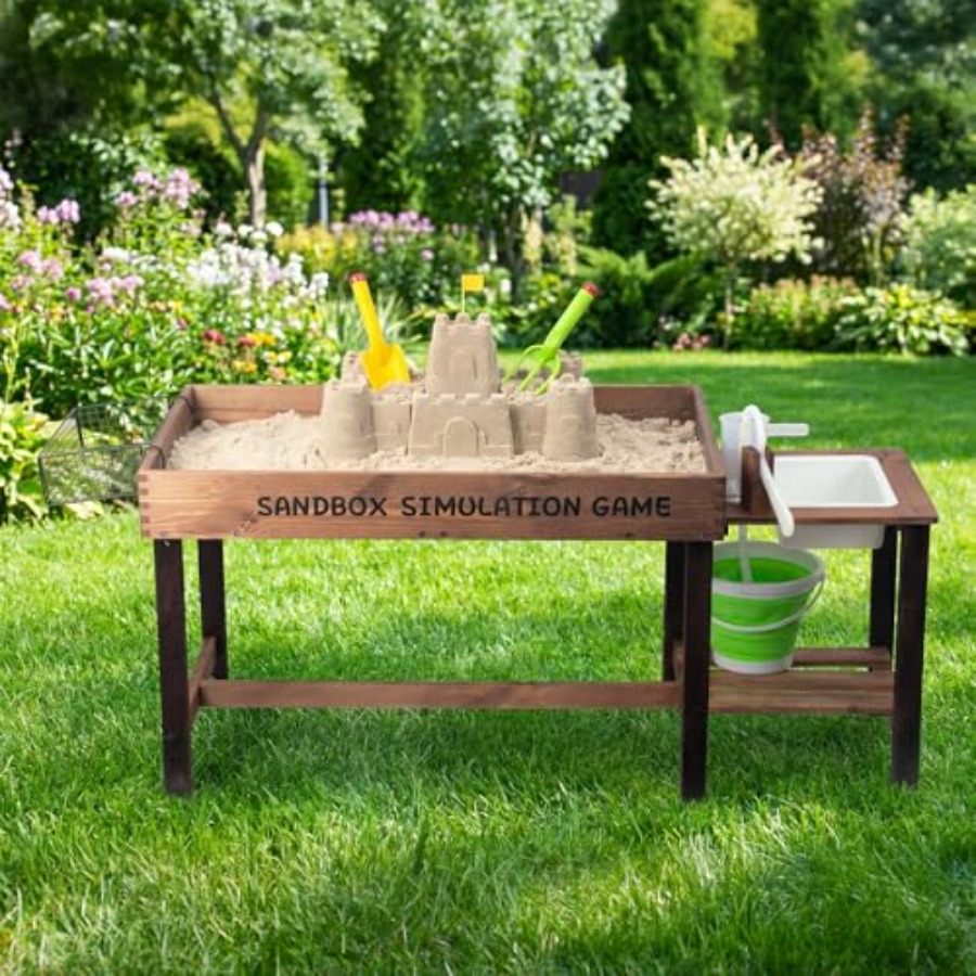 โต๊ะทรายไม้กลางแจ้งสำหรับเด็กอ - Kids Outdoor Sensory Table บทวิจารณ์และราคา