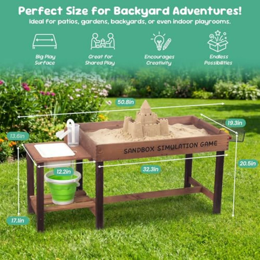 โต๊ะทรายไม้กลางแจ้งสำหรับเด็กอ - Kids Outdoor Sensory Table บทวิจารณ์และราคา