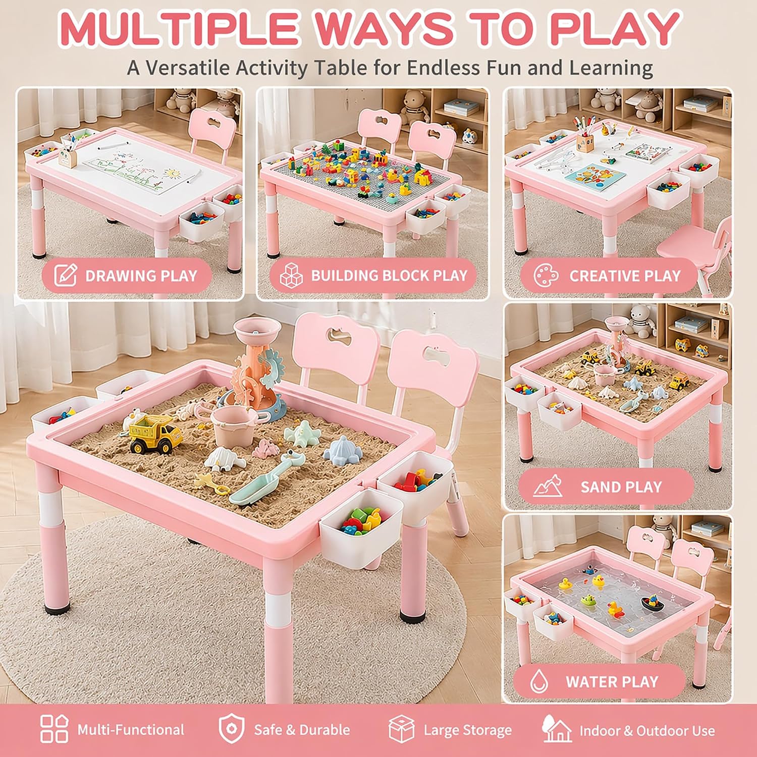 โต๊ะกิจกรรมสำหรับเด็กพร้อมที่เ - Kids Outdoor Sensory Table บทวิจารณ์และราคา
